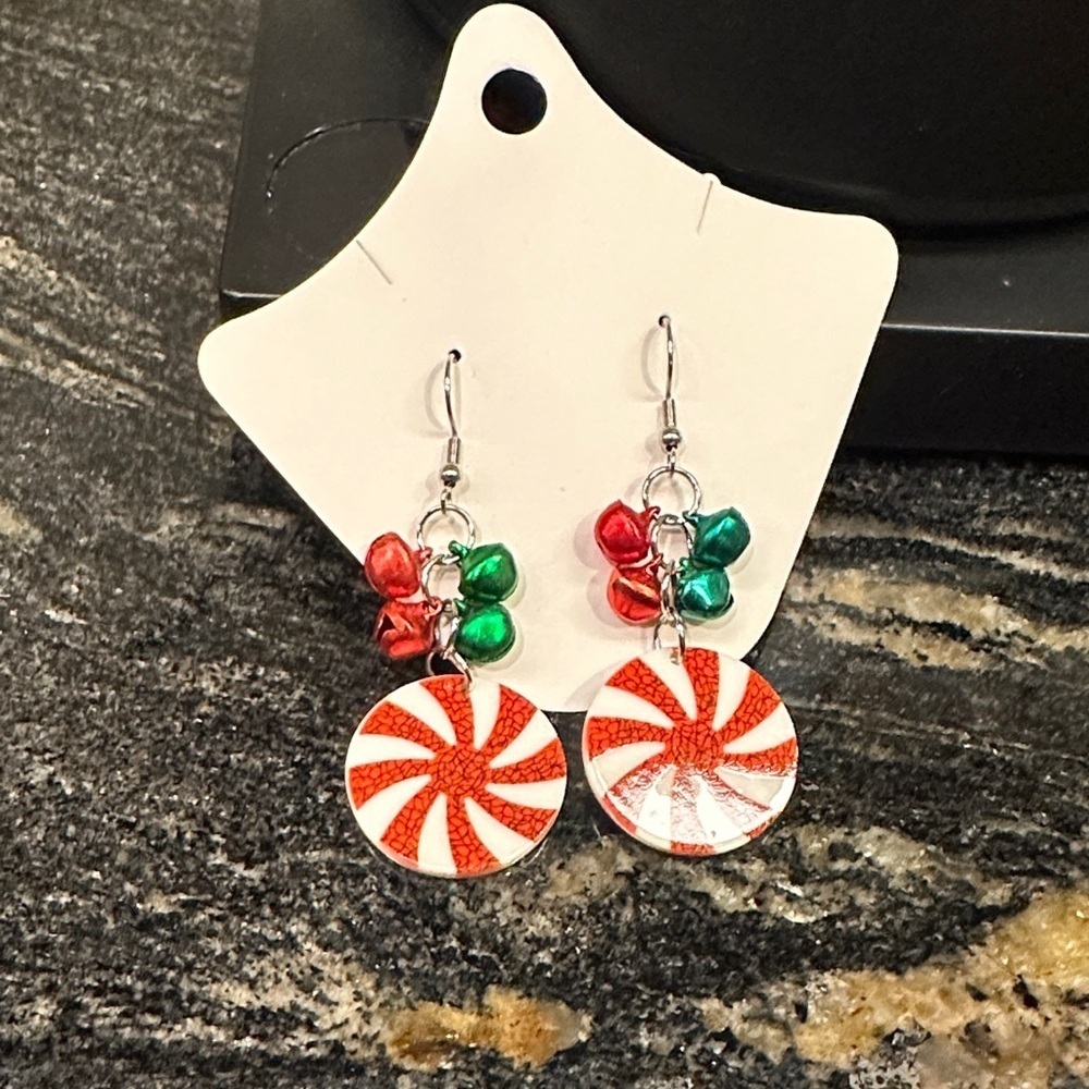 Festive Red and Green Peppermint Earrings